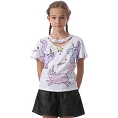  Cute Unicorn Cats Kids  Front Cut Tee by Littlebird