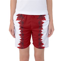 Red Maple Leaf Souvenir Art Women s Basketball Shorts by CanadaSouvenirs