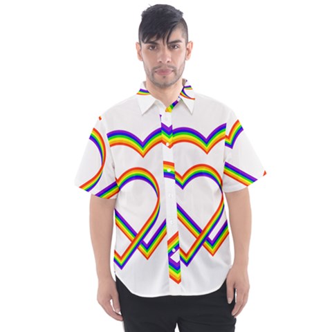 Rainbow Hearts Men s Short Sleeve Shirt by UniqueThings