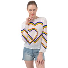 Rainbow Hearts Banded Bottom Chiffon Top by UniqueThings