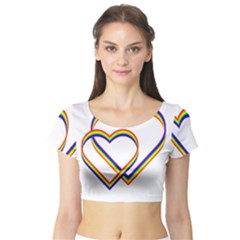 Rainbow Hearts Short Sleeve Crop Top