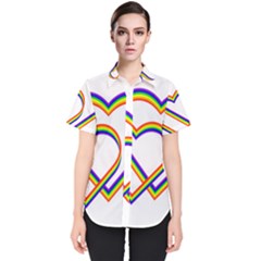 Rainbow Hearts Women s Short Sleeve Shirt