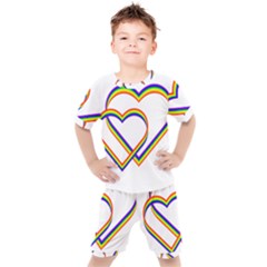 Rainbow Hearts Kids  Tee And Shorts Set by UniqueThings