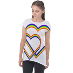 Rainbow Hearts Cap Sleeve High Low Top