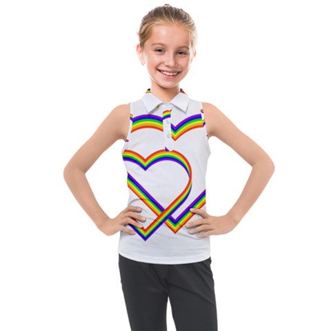 Rainbow Hearts Kids  Sleeveless Polo Tee by UniqueThings