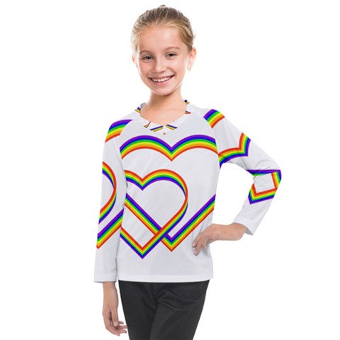 Rainbow Hearts Kids  Long Mesh Tee by UniqueThings