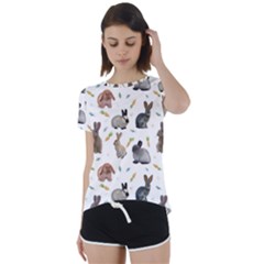 Cute Bunny Short Sleeve Foldover Tee by SychEva