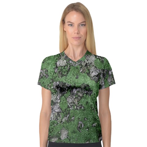 Modern Camo Grunge Print V-neck Sport Mesh Tee by dflcprintsclothing