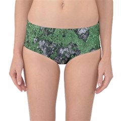 Modern Camo Grunge Print Mid-Waist Bikini Bottoms
