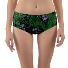 Modern Camo Grunge Print Reversible Mid-Waist Bikini Bottoms