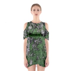 Modern Camo Grunge Print Shoulder Cutout One Piece Dress