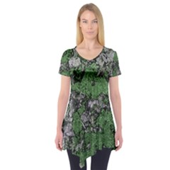 Modern Camo Grunge Print Short Sleeve Tunic 