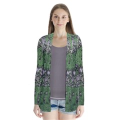 Modern Camo Grunge Print Drape Collar Cardigan