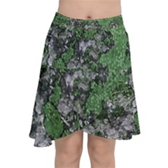 Modern Camo Grunge Print Chiffon Wrap Front Skirt