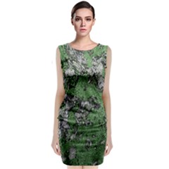 Modern Camo Grunge Print Sleeveless Velvet Midi Dress