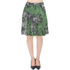 Modern Camo Grunge Print Velvet High Waist Skirt