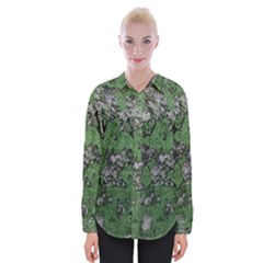 Modern Camo Grunge Print Womens Long Sleeve Shirt