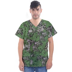 Modern Camo Grunge Print Men s V-Neck Scrub Top