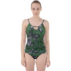 Modern Camo Grunge Print Cut Out Top Tankini Set