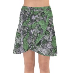 Modern Camo Grunge Print Wrap Front Skirt