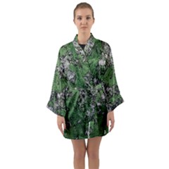 Modern Camo Grunge Print Long Sleeve Satin Kimono