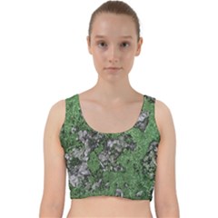 Modern Camo Grunge Print Velvet Racer Back Crop Top