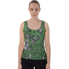 Modern Camo Grunge Print Velvet Tank Top