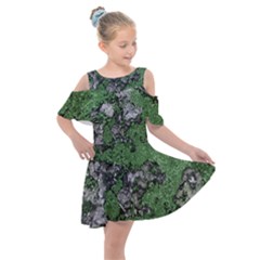 Modern Camo Grunge Print Kids  Shoulder Cutout Chiffon Dress