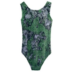 Modern Camo Grunge Print Kids  Cut-Out Back One Piece Swimsuit