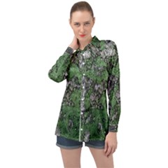 Modern Camo Grunge Print Long Sleeve Satin Shirt