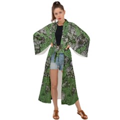 Modern Camo Grunge Print Maxi Kimono