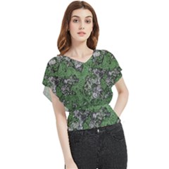 Modern Camo Grunge Print Butterfly Chiffon Blouse