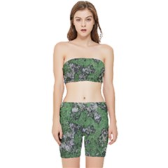 Modern Camo Grunge Print Stretch Shorts and Tube Top Set