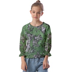 Modern Camo Grunge Print Kids  Cuff Sleeve Top