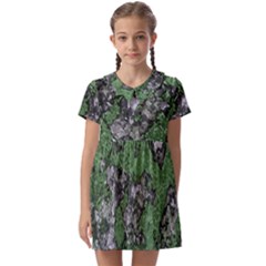 Modern Camo Grunge Print Kids  Asymmetric Collar Dress