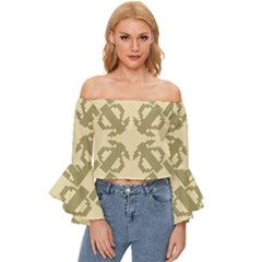 Abstract Pattern Geometric Backgrounds   Off Shoulder Flutter Bell Sleeve Top by Eskimos