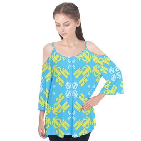 Abstract Pattern Geometric Backgrounds   Flutter Sleeve Tee  by Eskimos