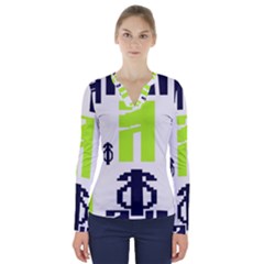 Abstract Pattern Geometric Backgrounds   V-neck Long Sleeve Top by Eskimos