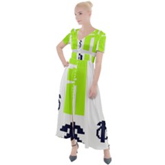 Abstract Pattern Geometric Backgrounds   Button Up Short Sleeve Maxi Dress by Eskimos