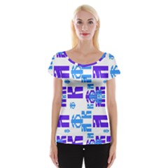 Abstract Pattern Geometric Backgrounds   Cap Sleeve Top by Eskimos