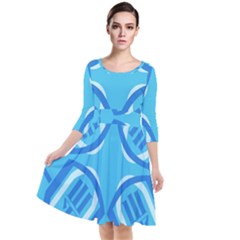 Abstract Pattern Geometric Backgrounds   Quarter Sleeve Waist Band Dress by Eskimos