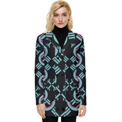 Abstract Pattern Geometric Backgrounds   Button Up Hooded Coat  by Eskimos