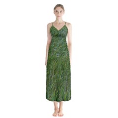 Green Carpet Button Up Chiffon Maxi Dress by DimitriosArt