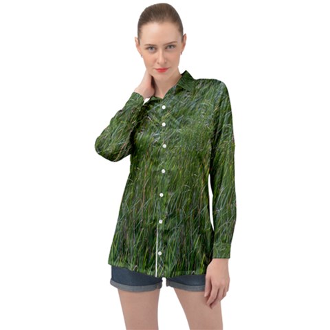 Green Carpet Long Sleeve Satin Shirt by DimitriosArt