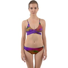 Puzzle Landscape In Beautiful Jigsaw Colors Wrap Around Bikini Set by pepitasart