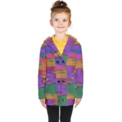 Puzzle Landscape In Beautiful Jigsaw Colors Kids  Double Breasted Button Coat by pepitasart