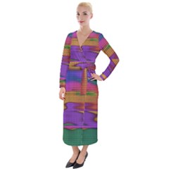 Puzzle Landscape In Beautiful Jigsaw Colors Velvet Maxi Wrap Dress by pepitasart