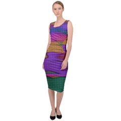 Puzzle Landscape In Beautiful Jigsaw Colors Sleeveless Pencil Dress by pepitasart