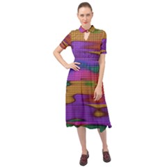 Puzzle Landscape In Beautiful Jigsaw Colors Keyhole Neckline Chiffon Dress by pepitasart