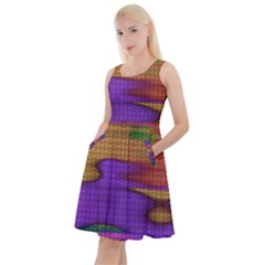 Puzzle Landscape In Beautiful Jigsaw Colors Knee Length Skater Dress With Pockets by pepitasart